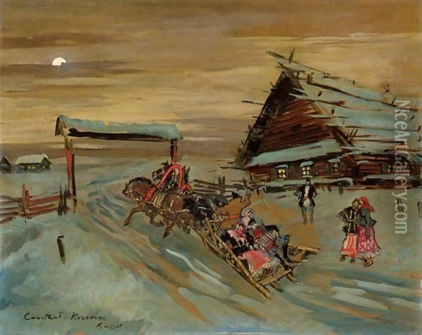 Racing Troika 2 Oil Painting - Konstantin Alexeievitch Korovin