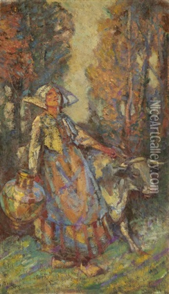 The Dairymaid Oil Painting - John Henry Amshewitz