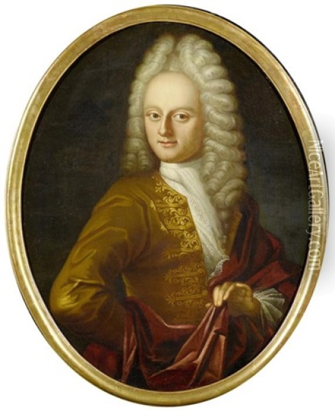 Portrait Einer Dame (+ Portrait Eines Herrn; Pair) Oil Painting - Johann Friedrich Wuelck
