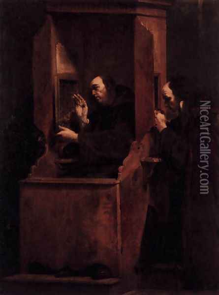 Confession 1712 Oil Painting - Giuseppe Maria Crespi