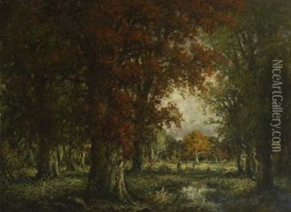 Reisigsammlerinnen Auf Einer Waldlichtung Oil Painting - Adolf Kaufmann