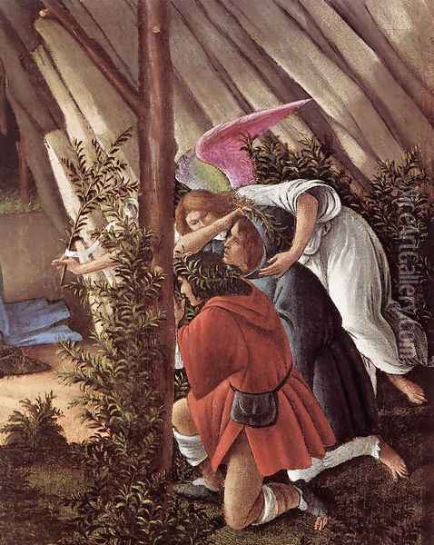 The Mystical Nativity (detail 2) c. 1500 Oil Painting - Sandro Botticelli