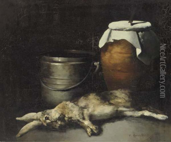 Nature Morte Au Lapin Oil Painting - Germain Theodure Clement Ribot