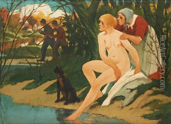 Suzanne Au Bain Oil Painting - Eugene Jules Joseph Laermans