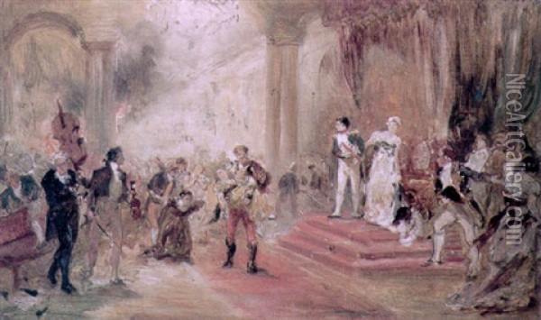 Fire At The Austrian Embassy (napoleon And Marie-louise) Oil Painting - Robert Alexander Hillingford