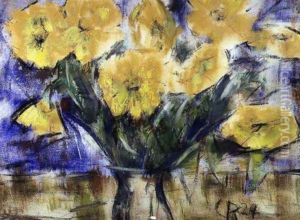 Yellow Flowers, 1924 Oil Painting - Christian Rohlfs