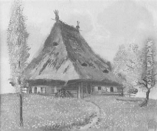 Bauernhaus In Sommerlicher Landschaft Oil Painting - Johann Othmar Doebeli