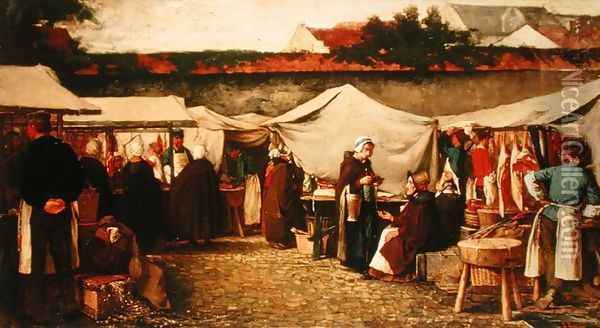 At the Market Oil Painting - Josse Impens