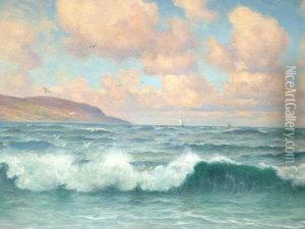 Breakers On The Welsh Coast Oil Painting - Walter Lawrence Breeden