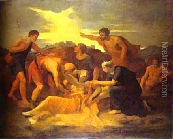 Queen Zenobia Found On The Banks Of The Arax 1634 Oil Painting - Nicolas Poussin