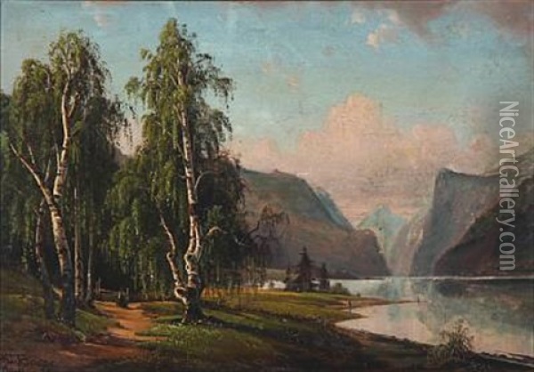 Landscapes From The Telemark In Norway (2 Works) Oil Painting - Magnus Thulstrup Bagge