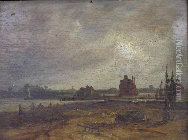 'haven House Near Christchurch' And 'christchurch Priory' Oil Painting - J.M. Gilbert