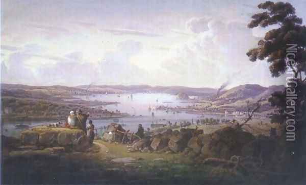 View of Dunbarton and River Clyde Oil Painting - Robert Salmon