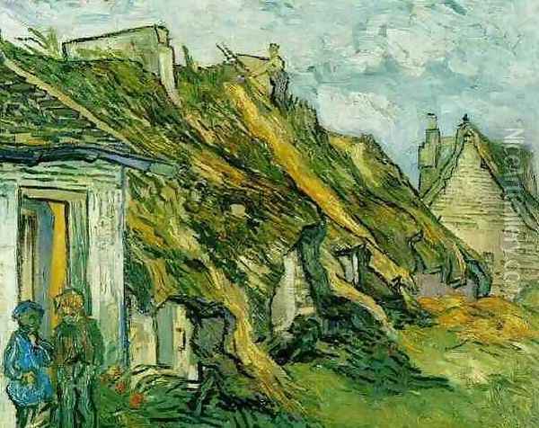 Thatched Sandstone Cottages In Chaponval Oil Painting - Vincent Van Gogh