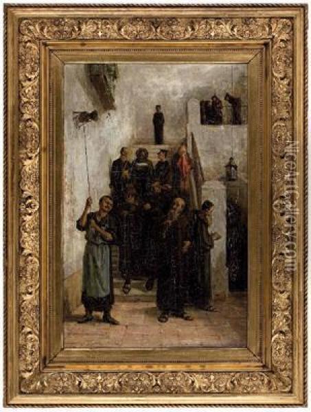 Lauten Im Kloster Oil Painting - Giuseppe Bottero