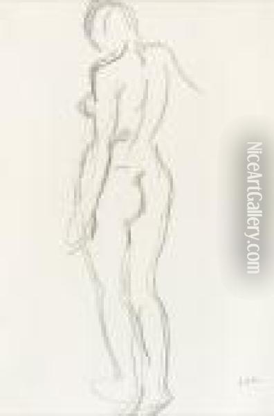 Standing Female Nude Oil Painting - Samuel John Peploe