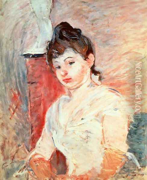 Young Girl in White Oil Painting - Berthe Morisot