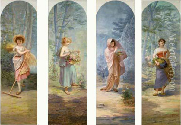 Les Quatre Saisons Oil Painting - Alberti De Benedetti