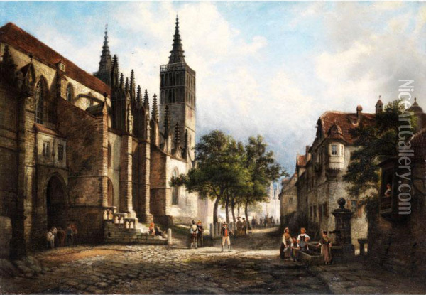 Ansicht Von Rothenburg Oil Painting - Henri Jackel