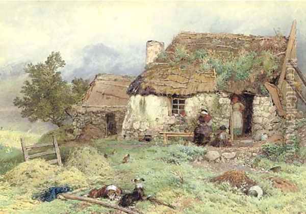 Crofter's cottage, Ardessie, Scotland Oil Painting - Myles Birket Foster