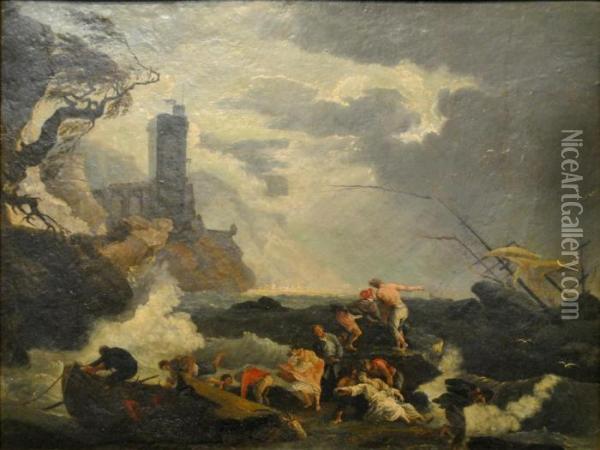 Shipwreck Off Coast Oil Painting - Claude-joseph Vernet