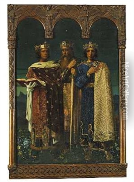 De Hellige Tre-konger Oil Painting - Harald Slott-Moller