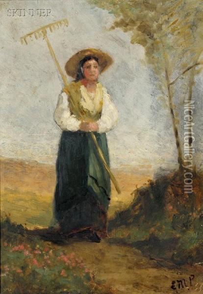Headed Home From Haymaking/ A Figure Study Oil Painting - Edward Mitchell Bannister