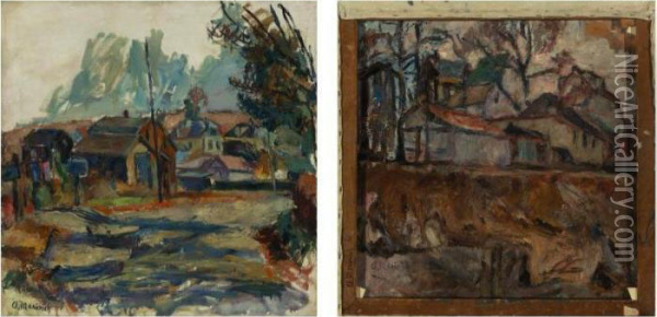 Landscape: Double-sided Oil Painting - Abraham Manievich