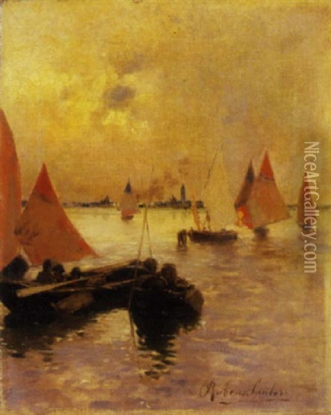 Venezia, Vele In Laguna Oil Painting - Rubens Santoro