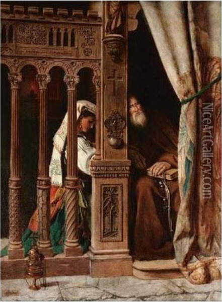 The Confession Oil Painting - Francis John Wyburd