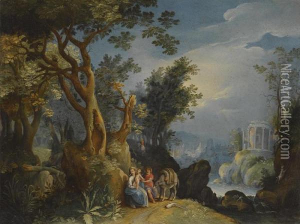 The Rest On The Flight Into Egypt Oil Painting - Paul Bril