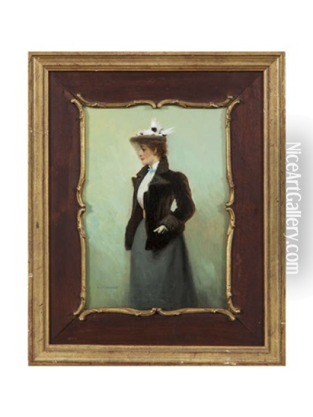 A Lady Of Fashion Oil Painting - Henry Jones Thaddeus