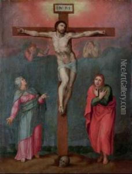Crocefissione Con La Vergine E San Giovanni Evangelista Oil Painting - Camillo Procaccini