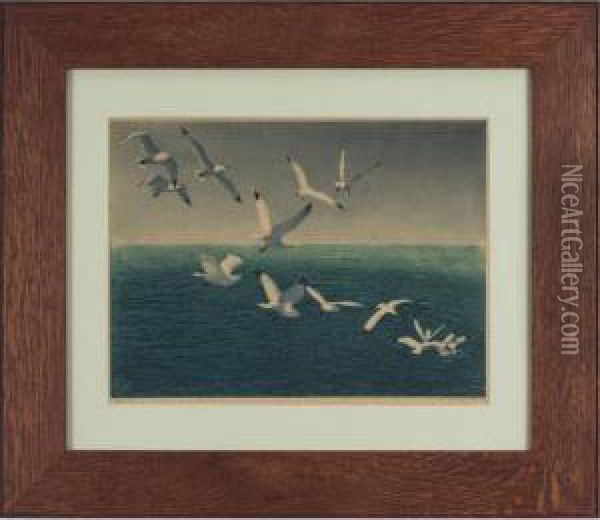 Seagulls At Sea Oil Painting - Hans Frank
