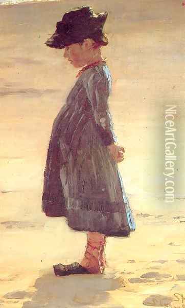 Nina en la playa Oil Painting - Peder Severin Kroyer