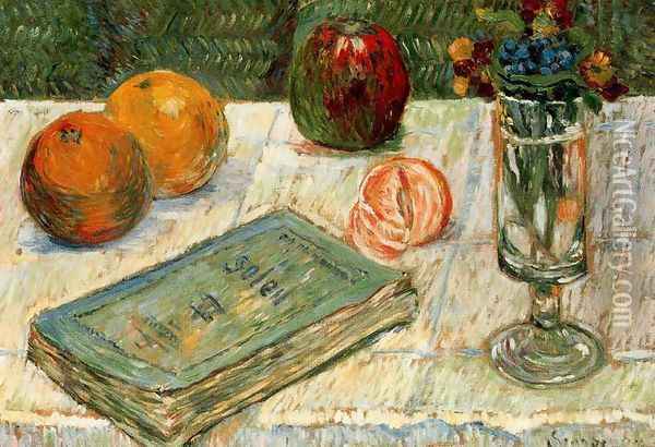 Still Life with a Book Oil Painting - Paul Signac