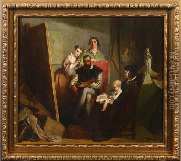 Besuch Der Familie Im Atelier Des Malers Oil Painting - Francois Dubois