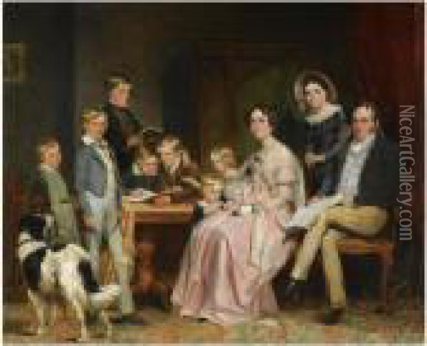 The Leisham Family Of Tillocoultry, Clackmannanshire Oil Painting - Thomas Faed