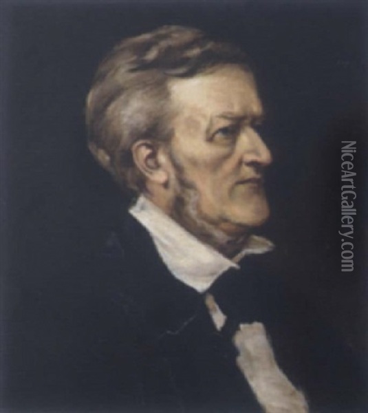 Portrait Richard Wagner Oil Painting - Karl Schuenzel