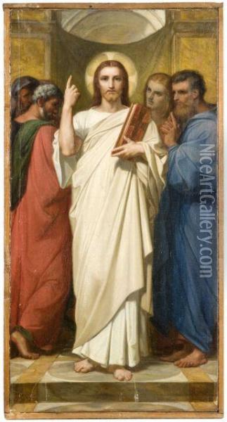 Le Christ Et Les Quatre Evangelistes Oil Painting - Charles Zacharie Landelle