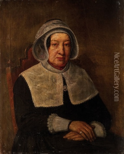 Brustbildnis Einer Auf Einem Stuhl Sitzenden Dame Oil Painting - Gustave Leonhard de Jonghe
