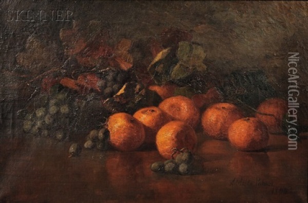 Still Life With Oranges And Grapes Oil Painting - Adelaide Palmer