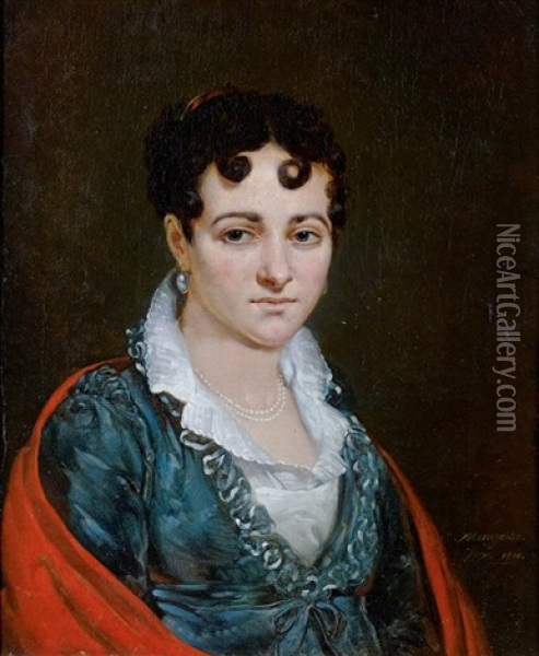 Portrait Presume De Madame Esclavon Oil Painting - Jean Baptiste Mauzaisse