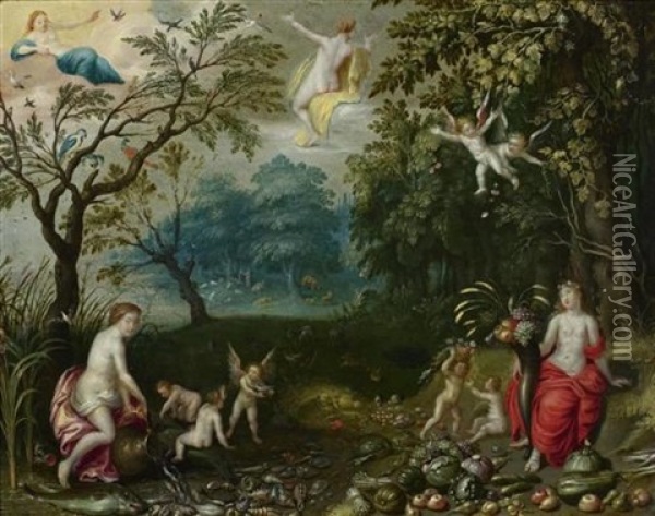Allegorie Der Vier Elemente Oil Painting - Jan Brueghel the Elder
