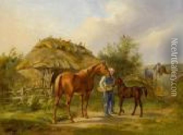 Baron Biel Auf Zierow Auf Seinem Gut In Holstein Oil Painting - Adam Albrecht