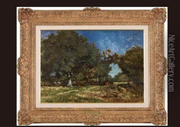The Landscape With A Path Leading To The Pond Oil Painting - Constant Troyon