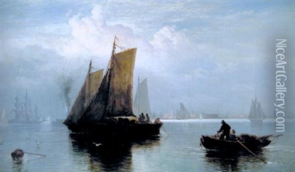 A View Of New York Harbor Oil Painting - Edward Moran