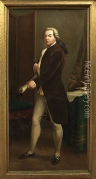 Portrait Of John Adams, Facing Left, Holding A Document Oil Painting - John Singleton Copley