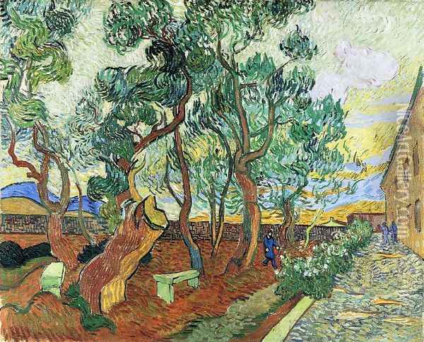 The Garden of the Asylum in Saint-Remy I Oil Painting - Vincent Van Gogh