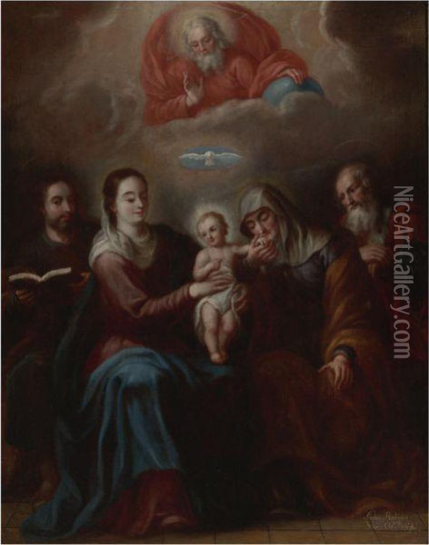 La Sagrada Familia (the Holy Family) Oil Painting - Nicolas Rodriguez Juarez